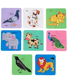 MYFA Wooden Animal Jigsaw Puzzle Pack of 8 - 4 Pieces Each