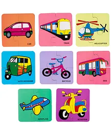 MYFA Wooden Transport Jigsaw Puzzle Pack of 8 - 4 Pieces Each