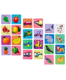 MYFA Wooden Animal Transports Fruits Jigsaw Puzzle Pack of 24 - 4 Pieces Each