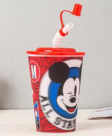 Disney Mickey Mouse 3D Sipper Glass With Straw - Red  