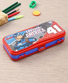 Marvel Captain America Dual Sided Pencil Box - Red Blue