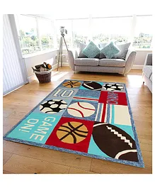 Tufts & Knots 100% Wool Hand Tufted Carpet Sports Ball Print - Multicolour