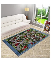Tufts & Knots 100% Wool Hand Tufted Carpet Village Life Print - Multicolor