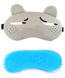 Jenna Dot Grey Cartoon Face Sleeping Eye Mask With cooling Gel