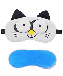 Jenna Cute 3D Cat White Sleeping Eye Shade Mask Cover With Cooling Gel - White
