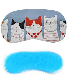Jenna Cute 5 Kitty Pink Sleeping Eye Shade Mask Cover With Cooling Gel - Blue