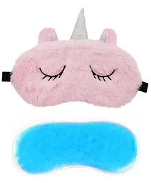 Jenna Unicorn Plain Pink Fur Sleeping Eye Mask With cooling Gel