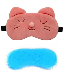 Jenna Fur Kitty Sleeping Eye Mask with Cooling Gel - Pink