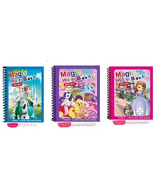 PLUSPOINT Magic Water Quick Dry Book Water Coloring Book Doodle with Magic Pen Painting Board  Pack of  3 (Colour May Vary)