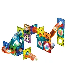 PLUSPOINT Magnetic Tiles 3D Building Blocks Marble Run Set Multicolor - 49 Pieces