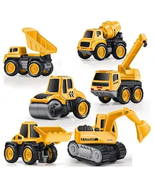 PLUSPOINT Exclusive Collection of Pull Back Construction Vehicles for Kids Pretend Play Toy Trucks Play Set Building Vehicles Set for Kids 6 in1 Construction
