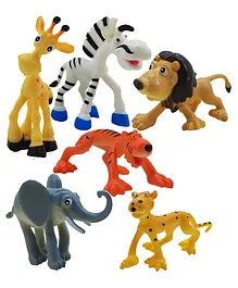 PLUSPOINT Cartoon Animal Big Wild Animals Models Toys Kit 6 Pieces - Multicolour