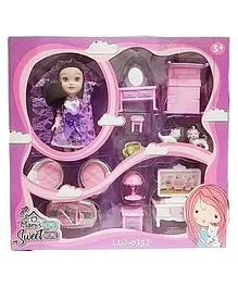 PLUSPOINT Baby Doll with Tiny Size Furniture Set Toys And Other Accessories Doll Set Marrys Sweet Home Pack Of 15 Pieces (Color May Vary)
