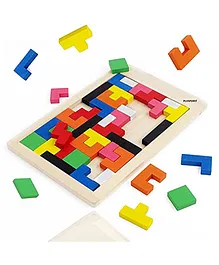 Pluspoint Russian Tangram Colorful Brain Teasers Wooden Jigsaw Puzzles Toy Multicolour - 40 Pieces