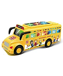 PLUSPOINT Exclusive Collection Of Friction Powered Scale Models of Ship Aircraft Train Bus Transport Vehicles For Kids School Bus- Yellow