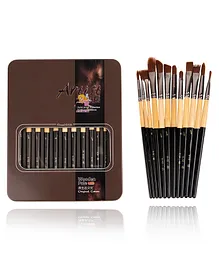 Wishkey Artistic Paint Brush Set With Metal Box Pack of 12 - Multicolor