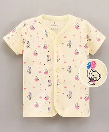 Child World 100% Cotton Half Sleeves Vest Bear Print - Cream