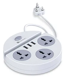 Portronics 1359 Power Plate 5 3 AC with 3 USB Ports Power Converter - White