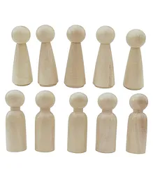 GELTOY Wooden Peg Dolls Natural Handcrafted People Bodies Angel Dolls for DIY Craft & Storage Bag  Brown - 10 Pieces
