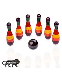 Geltoy Wooden Bowling Pins & Ball Toy Set - Multicolour