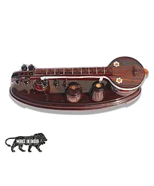 GELTOY Rose Wooden Handcrafted Veena Show Piece Model Home Décor Premium Gifting 10 Inches
