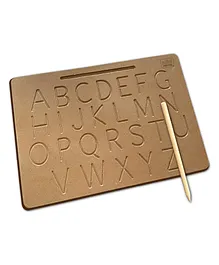 MiniLeaves Montessori Wooden Capital Letter Alphabet Tracing Board - Brown