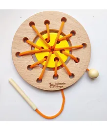 Simple Days Wooden Lacing Ring Sewing Activity Toy - Brown Orange