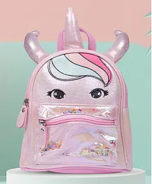 Baby Moo Unicorn Sequined Dual Tone Backpack Trendy Bag Pink - 9 Inches
