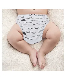 Baby Moo Moustache Reusable Cloth Training Pants Clothing Accessory Diaper Panty - Multicolour