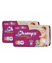 Champs High Absorbent Pant Style Diaper Medium Pack of 2 White - 80 Pieces