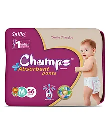 Champs High Absorbent Pant Style Diaper Medium White - 56 Pieces