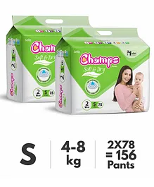 Champs Soft & Dry Diaper Pants Small Size Pack of 2 - 156 Pieces