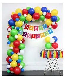 AMFIN (Pack of 107) Birthday Decoration items with Lights / Happy Birthday Multicolour Banner / Multicolour Birthday Decoration - Multicolour