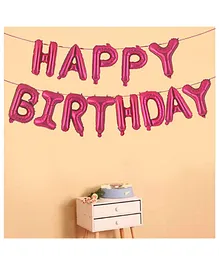 AMFIN Happy Birthday Letter Foil Balloon Birthday Party Supplies , Happy Birthday Balloons For Party Decoration - Pink Chrome