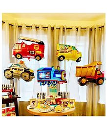 AMFIN Transport Theme Birthday Foil Balloons Multicolour - Pack of 5