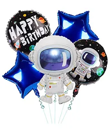 AMFIN Astronaut and Space balloon Theme Birthday Foil Balloons Multicolour - Pack of 5