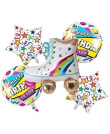 AMFIN Roller Skate Hip Hop Star Foil Balloon Birthday Decoration Kit Multciolour - Pack of 5