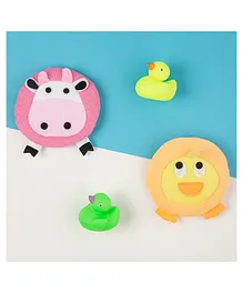 Baby Moo Animal Shaped Bath Sponges Pack of 2 Multicolour (Design & Colour May Vary) 
