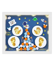 Mold Your Memories Baby Clay Handprint & Footprint Wooden Frame with LED - Dark Blue