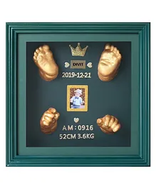 Mold Your Memories Baby Clay Handprint & Footprint Wooden Frame with LED - Gold Green