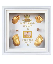 Mold Your Memories Baby Clay Handprint & Footprint Wooden Frame with LED - Gold White
