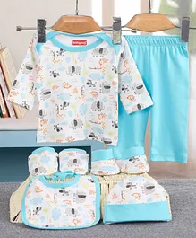 Babyhug Clothing Gift Set Jungle Print Pack Of 6 - Blue