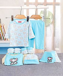 Babyhug Clothing Gift Set Elephant Print Pack of 8 - Blue