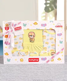 Babyhug Clothing Gift Set Lion Print Pack of 8 - Yellow
