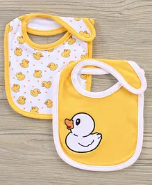 Babyhug Interlock Cotton Bibs Duck Print Pack of 2 - Yellow