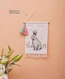 Mi Arcus 100% Cotton Printed Wall Hanging for Baby Nursery Decor  White (30x20.5 cm)