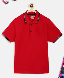 Li'L tomatoes Short Sleeves Solid Collared Tee - Red