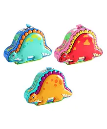 FunBlast Dinosaur Themed Money Saving Tin Coin Bank with Lock and Key Pack of 3 - (Colour May Vary)