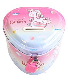 FunBlast Piggy Bank Unicorn Money Saving Tin Coin Bank with Lock and Key Birthday Return for Boys & Girls Metal Coin Box for Kids Unicorn