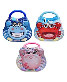 FunBlast Piggy Bank for Kids Crab Coin Box for Kids with Lock and Key Cartoon Money Bank for Kids Piggy Saving Box for Girls Boys Birthday Return Gift for Kids Pack of 3